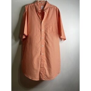 Brooks Brothers The Original Polo Shirt Large Non Iron Cotton Orange Plaid